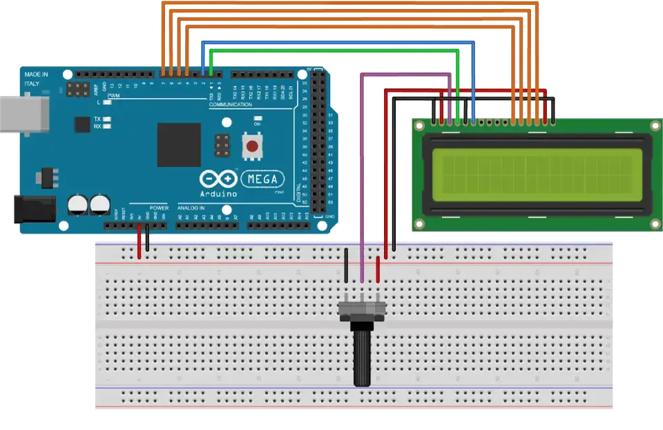 Arduino LCD Tutorial Circuit Schematic