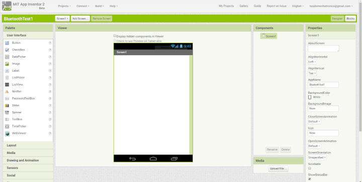 MIT App Inventor Design Window