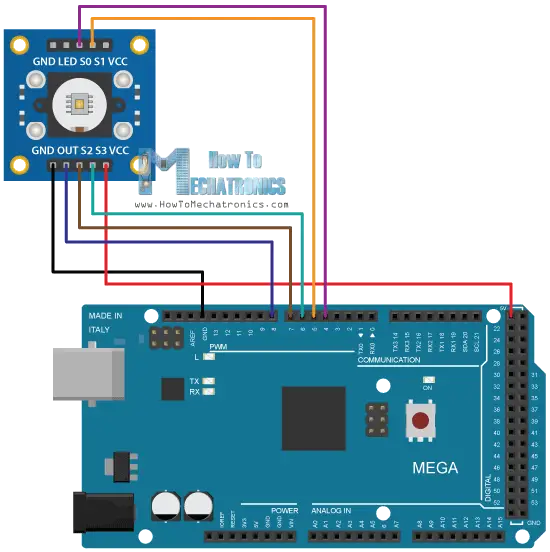 Arduino Color Sensing Tutorial TSC230 TSC3200 Color Sensor Circuit Schematics