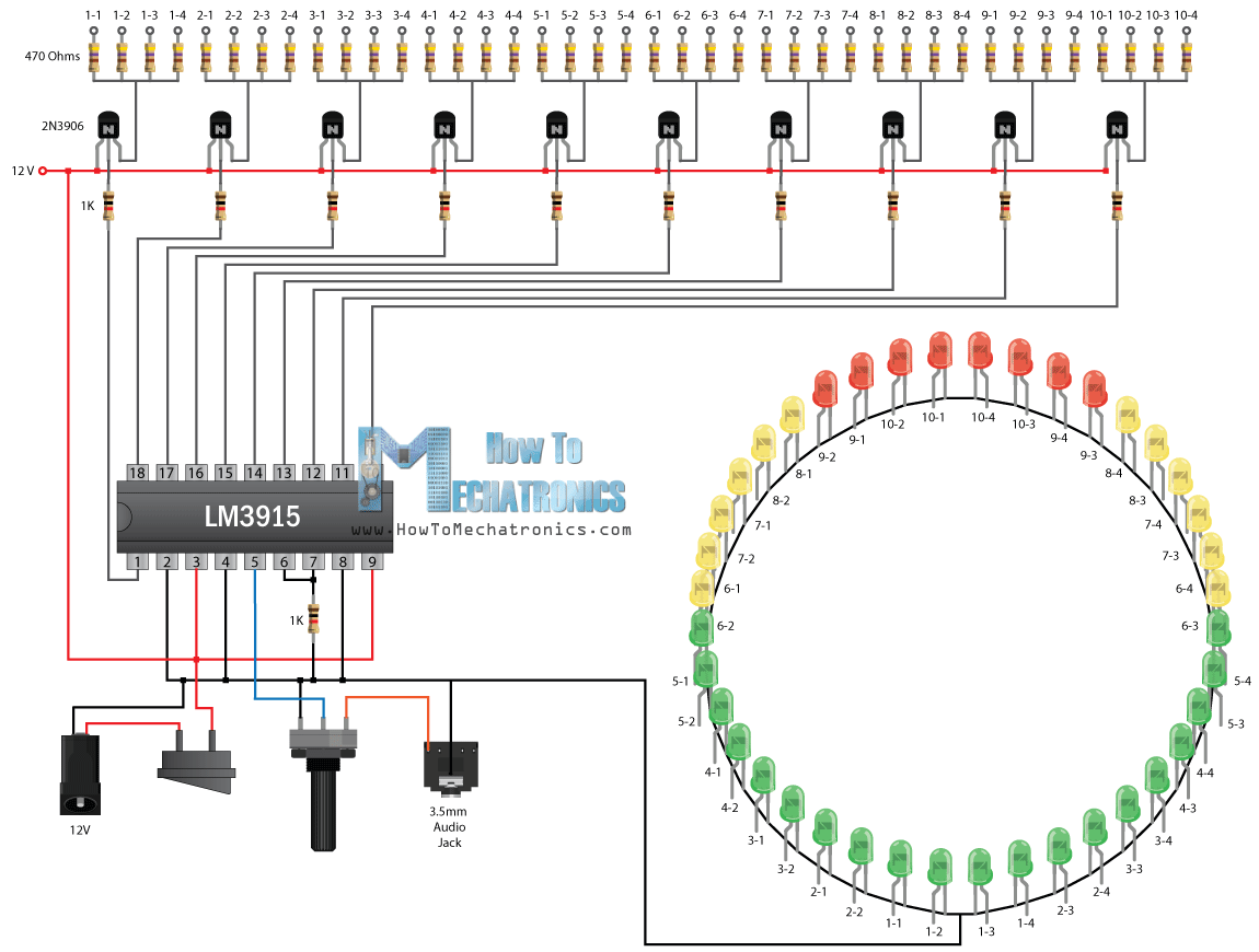 Infinity Mirror Music VU Meter Project Circuit Schematics