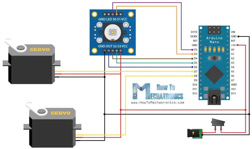 Arduino Color Sorting Machine Circuit Schematic