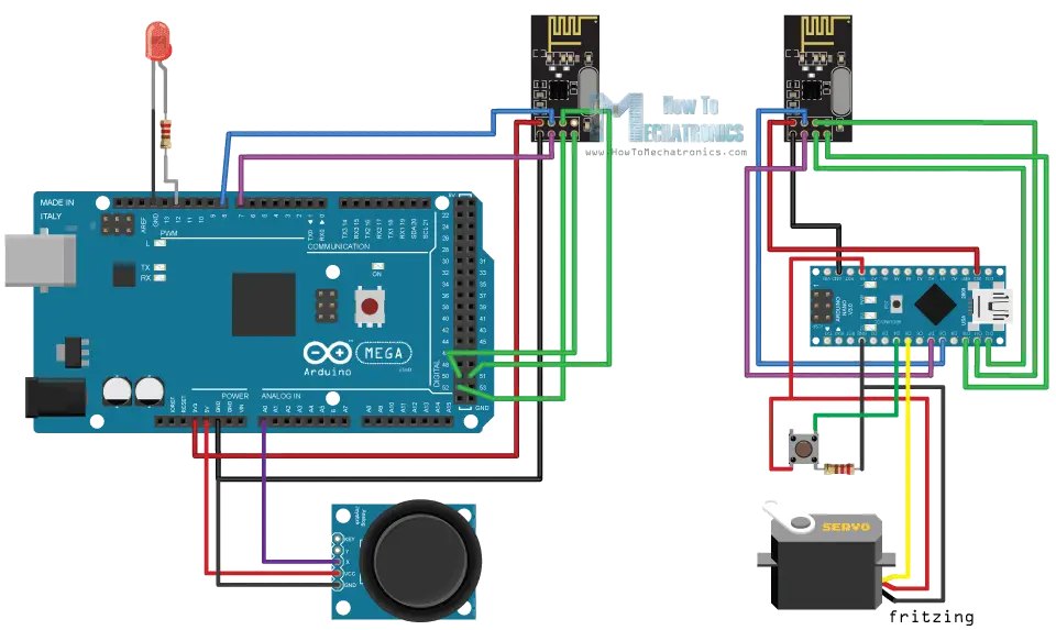 Arduino Wireless Communication NRF24L01 Circuit Schematic Tutorial