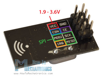 NRF24L01 Transceiver Module Pinouts Connections