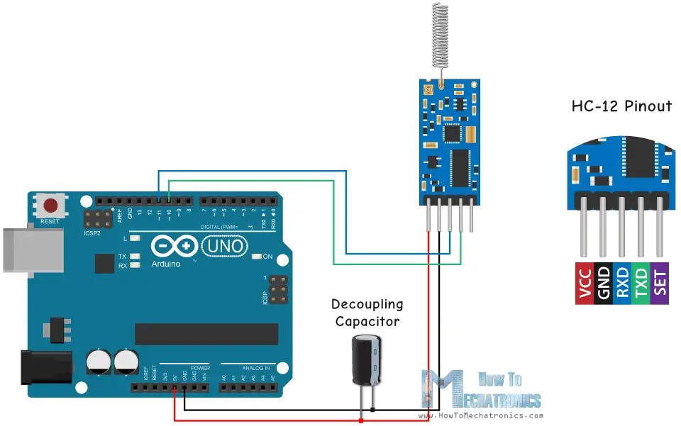 Arduino and HC-12 Long Range Wireless Communication Module - How To  Mechatronics