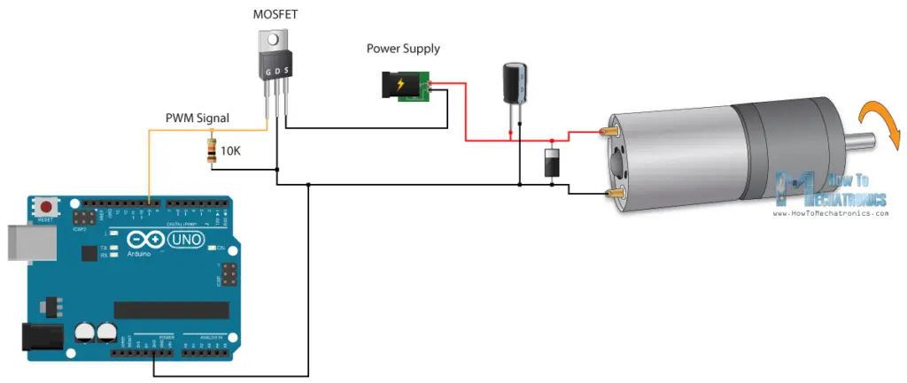 Arduino PWM DC Motor Control Circuit Diagram