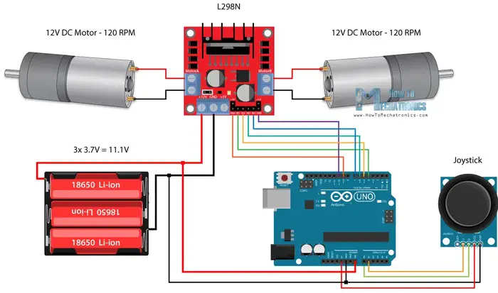 Arduino Robot Car Control using L298N Motor Driver Circuit Schematic