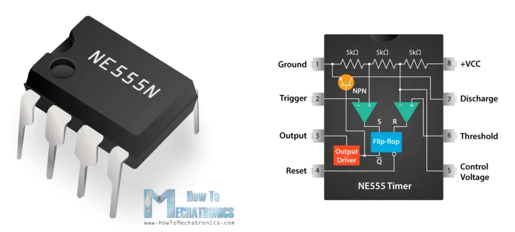 555 Temporizador IC Como Funciona - pinout