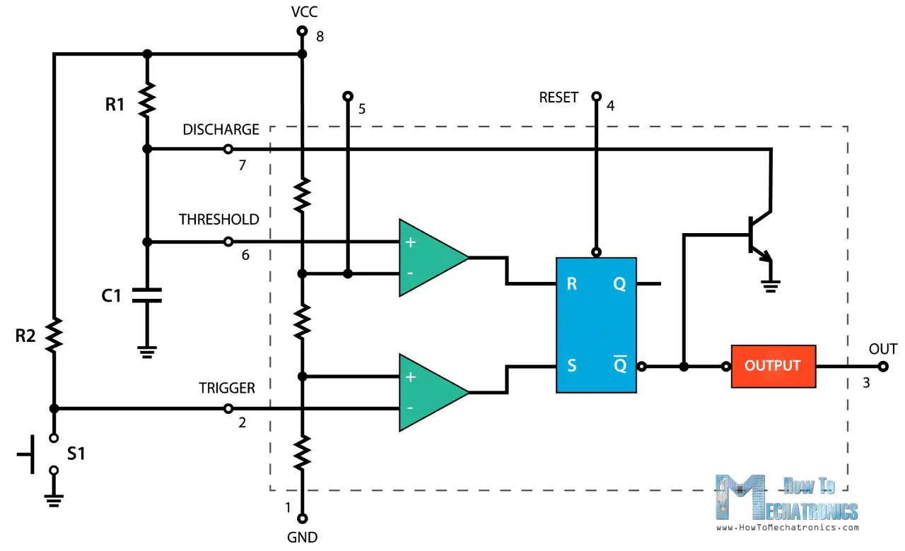 555 Timer Ic Working Principle Block Diagram Circuit Schematics