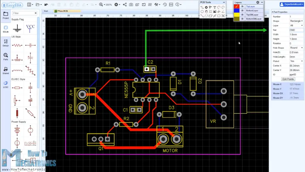 EasyEDA tracking tool