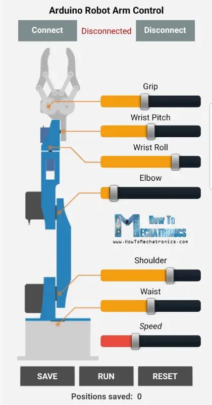 Arduino Robot Arm Control Android App