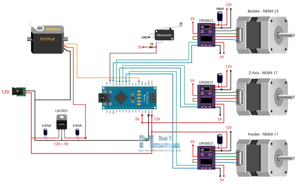 Arduino 3D Wire Bending Machine Circuit Diagram