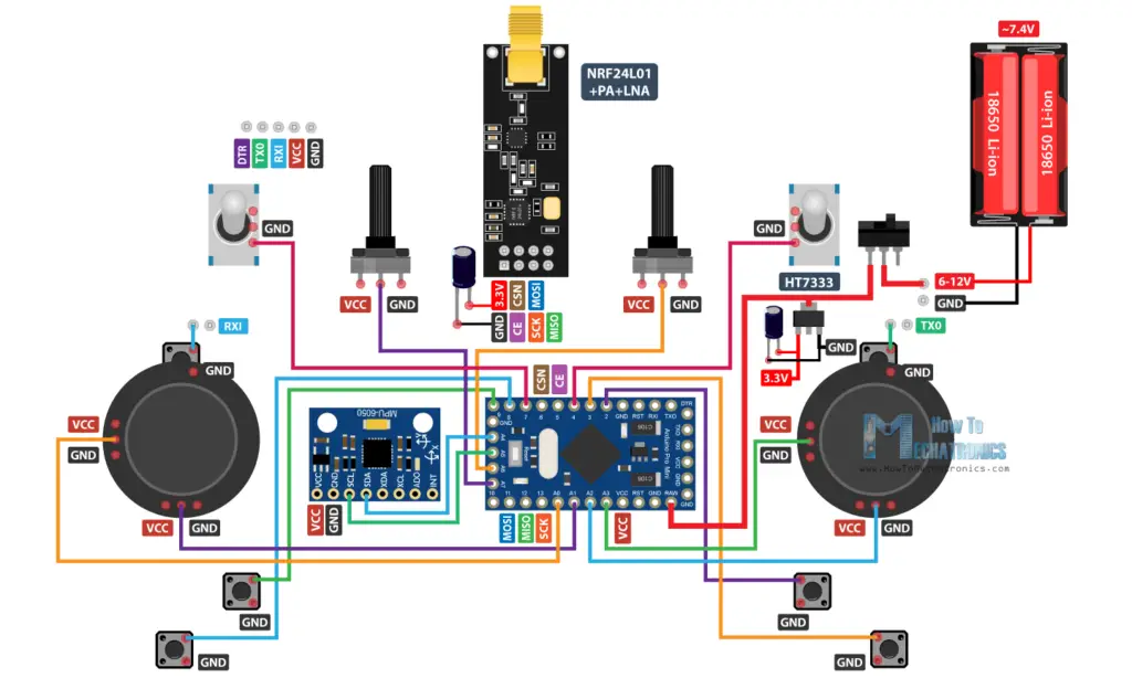 DIY Arduino based RC Transmitter Circuit Diagram