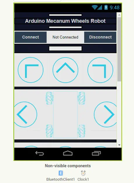 Android app for Arduino Mecanum Wheels Robot Control