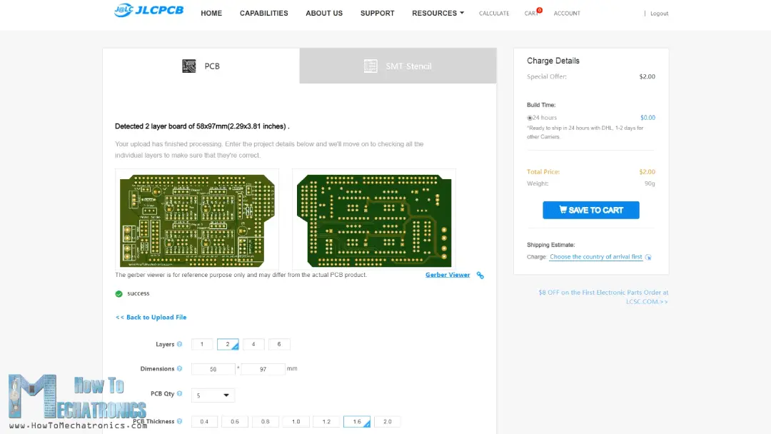 Ordering PCB from JCLPCB