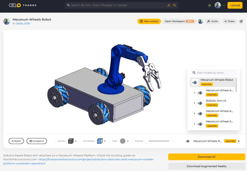 Arduino Robot Arm And Mecanum Wheels Platform Automatic Operation