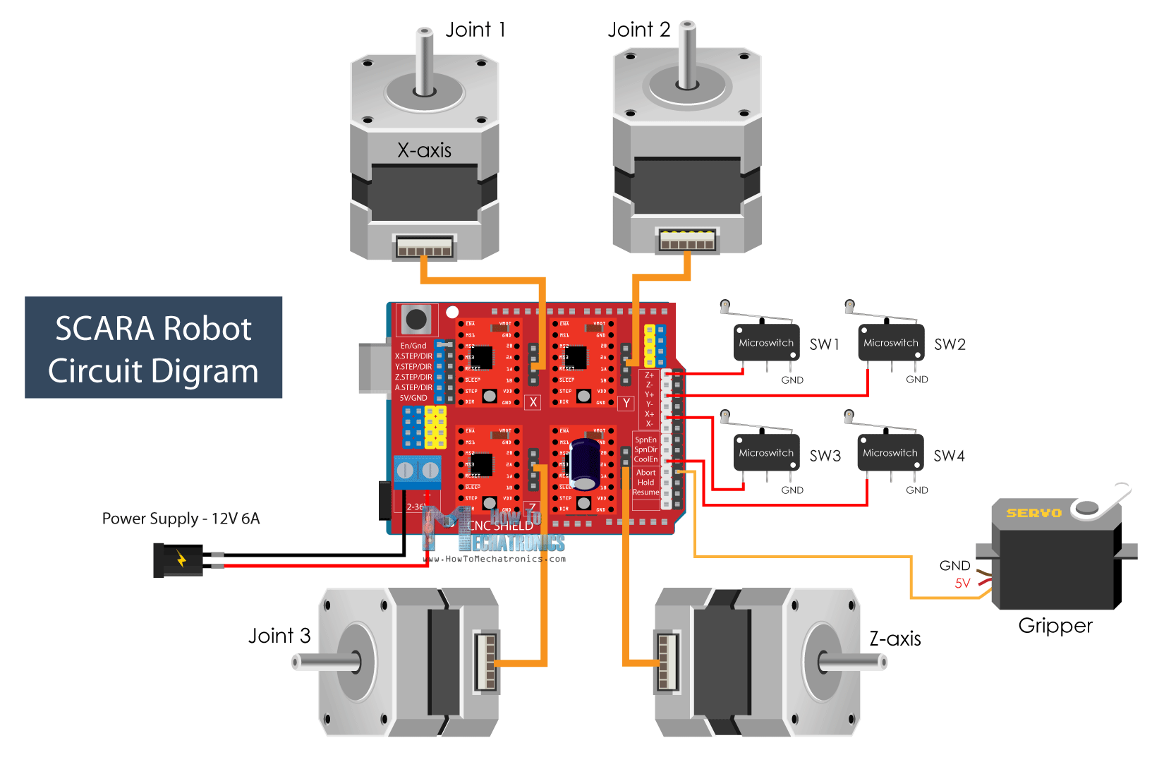 Arduino SCARA Robot Circuit Diagram