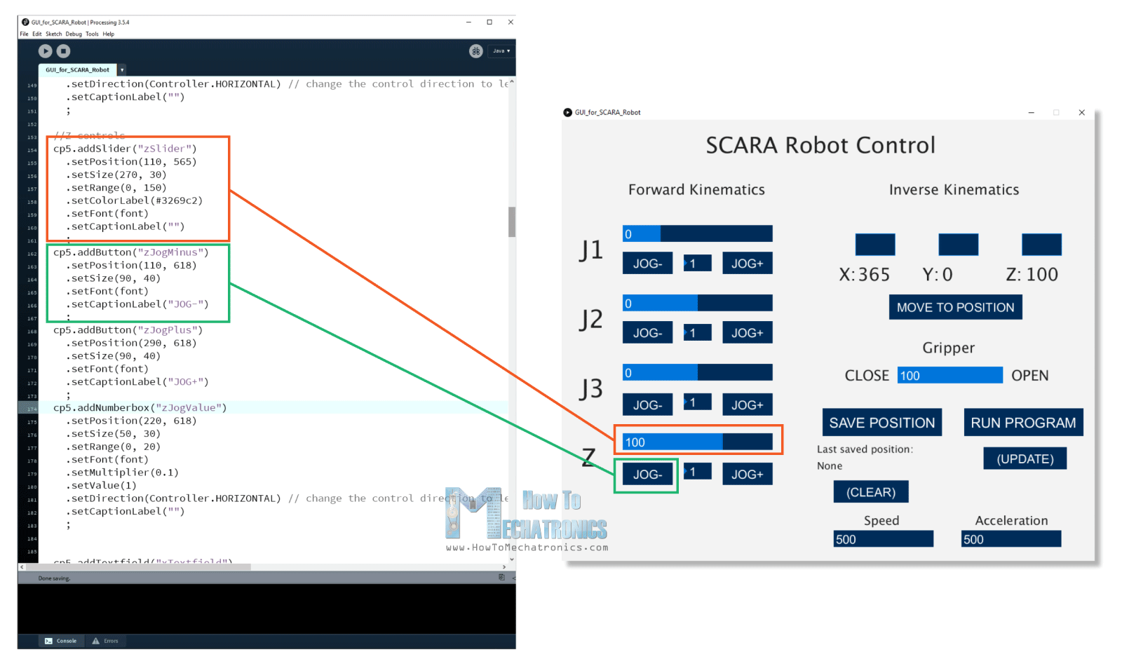 Graphic User Interface made with Processing and controlP library - GUI for robot control
