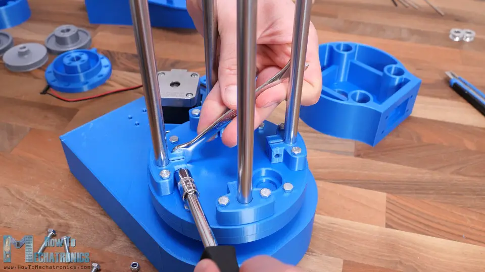Securing the smooth rods with the 3D printed clamps - Z-axis of the SCARA robot