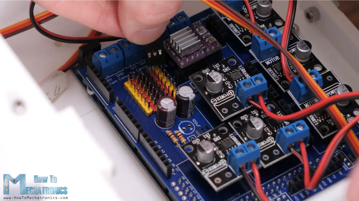 Connecting the DRV8871 DC motor drivers and the servos to the rovers PCB