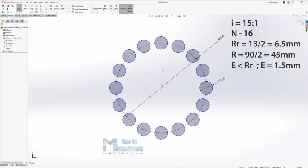 Designing a cycloidal drive using SOLIDWORKS