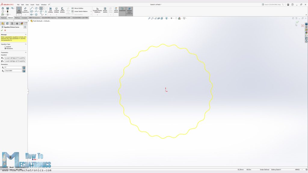 Generating the cycloidal shape using SOLIDWORKS