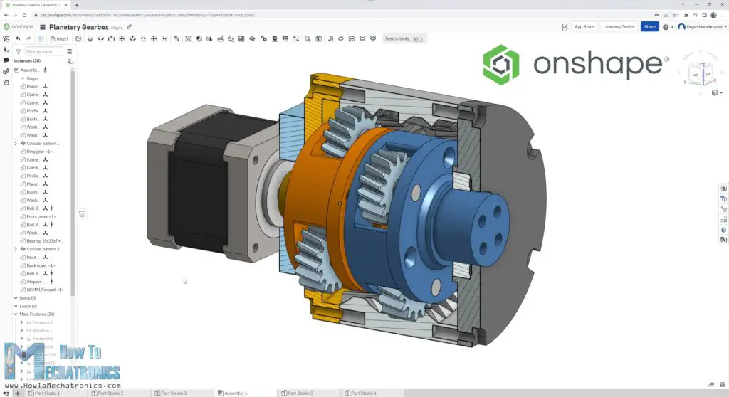 Two-stage planetary gearbox 3D Model in Onshape