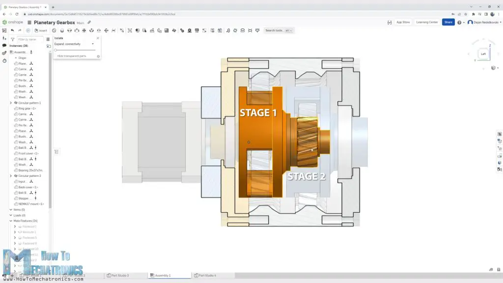 Two-stage planetary gearbox design