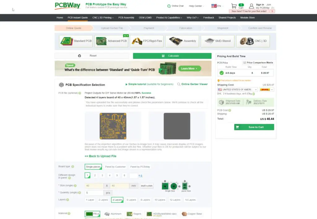Orderign the custm PCB from PCBWay