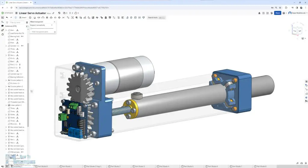 Linear Servo Actuator 3D Model in Onshape