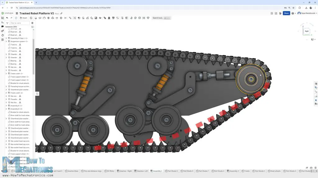 RC tank with dynamic track tensioning system